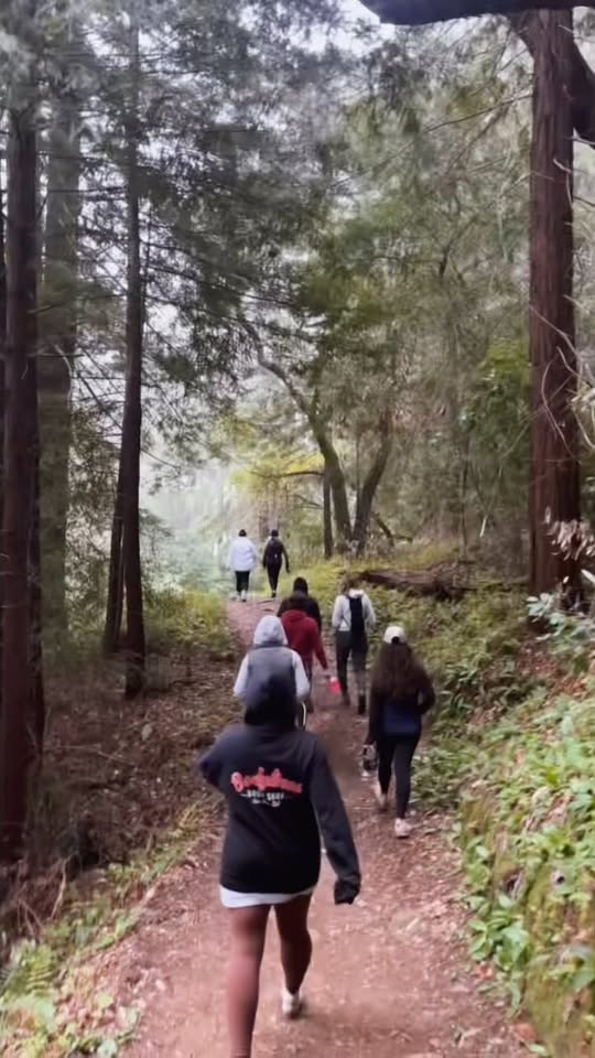 LOVEHER community on a real outdoor hike — every few weeks we connect