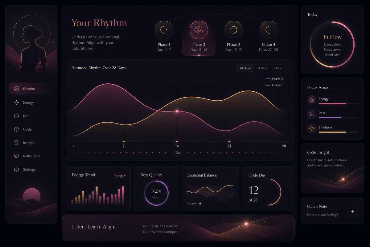 Illustrative concept graphic — abstract rhythm curves for education only, not a medical diagnosis chart
